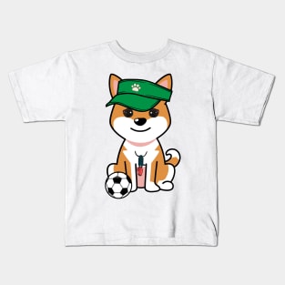 Funny orange dog is a soccer coach Kids T-Shirt